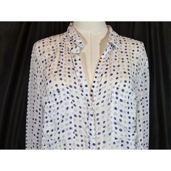 Anthropologie Cloth & Stone Womens White Polka Dot Blouse Top XL - Picture 5 of 8
